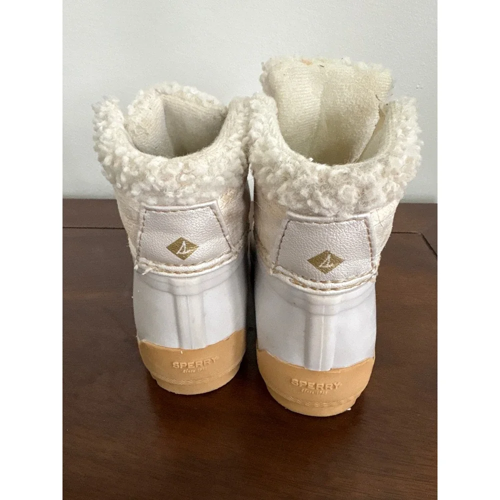 Sperry‎ Kids White Faux Fur Lined Duck Boots Size 10 Toddler